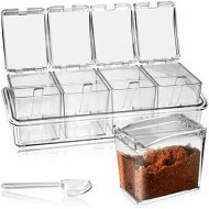 Detailed information about the product 4 Cell Clear Seasoning Rack Spice Box With Cover And Spoon
