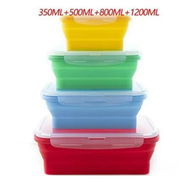 Detailed information about the product 4 Collapsible Silicone Food Storage Container,Leftover Meal box For Kitchen,Lunch Boxes,Microwave,Dishwasher and Freezer Safe 4 Color