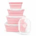 4 Collapsible Silicone Food Storage Container,Leftover Meal box For Kitchen,Lunch Boxes,Microwave,Dishwasher and Freezer Safe Color Pink. Available at Crazy Sales for $19.99