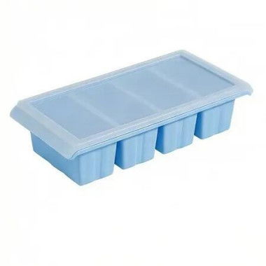 4 Cups Silicone Ice Cube Tray 1 Cup/250 mL Silicone Freezer Tray with Lids,Perfect for Storing Soup,Broth,Sauces,Batch Cooking Color Blue
