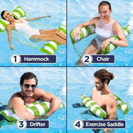 Detailed information about the product 4-in-1 Inflatable Pool Float Multi-Purpose Hammock, Saddle, Drifter & Exercise Mat Durable PVC Construction(120 x 65 cm Green)