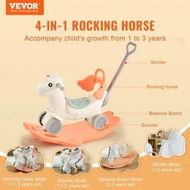 Detailed information about the product 4 in 1 Rocking Horse for Toddlers 1-3 Years Baby Rocking Horse with Detachable Balance Board Push Handle and 4 Smooth Wheels Support up to 80 lbs HDPE