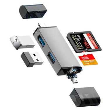 4 in 1 SD Card Reader for iPhone, Memory Card Reader Support SD TF Card, SD Card Adapter for Android Phone Laptop
