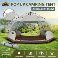 Detailed information about the product 4 Man Beach Tent Shelter Camping Pop Up Instant Dome Family Shade Hiking Sun Rain Picnic Outdoor 240x240x135cm Creamy White