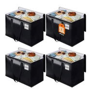Detailed information about the product 4 Pack 69x35x38cm Black Zippered Woven Reinforced Handles Moving Bag Ideal For Moving Storage And Organizing Large Items