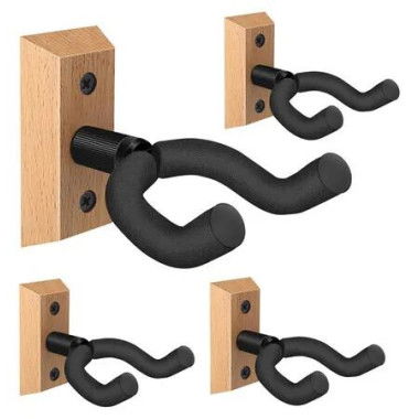 4 Pack Beech Color Wood Guitar Bass Ukulele Hooks Suitable For Any Regular And Non-symmetrical Headstocks