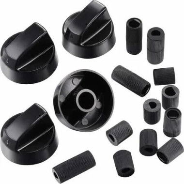 4 Pack Black Universal Control Knobs Replacement with 12 Adapters for Oven, Stove, Range, Please Check Carefully Whether The Dimensions in Figure Match