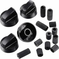 Detailed information about the product 4 Pack Black Universal Control Knobs Replacement with 12 Adapters for Oven, Stove, Range, Please Check Carefully Whether The Dimensions in Figure Match