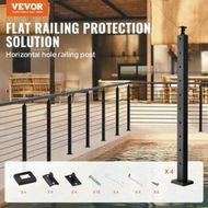 Detailed information about the product 4-Pack Cable Railing Post 36' x 1' x 2' Steel Horizontal Hole Deck Railing Post 10 Pre-Drilled Holes SUS304 Stainless Steel Cable Rail Post