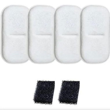 4 Pack Cat Water Fountain Filters Replacement with 2 Pack Pre-Filter Sponges Set for Stainless Steel Drinking Fountain