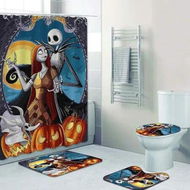 Detailed information about the product 4-Pack Halloween Decorations Shower Curtain Set with Non-Slip Rugs and Bath Mats,Bathtub Curtains with 12 Hooks,Waterproof Bathroom Decor