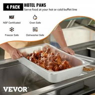 Detailed information about the product 4 Pack Hotel Pan 3.7' Deep Steam Table Pan Full Size with Lid 20.8'L x 13'W Hotel Pan 22 Gauge Stainless Steel Anti Jam Steam Table Pan