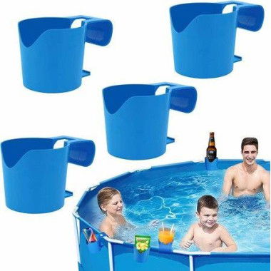 4 Pack Poolside Cup Holder For Above Ground Swimming For Pool Fits 2 Inch Or Less Poolside Top Bar