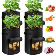 Detailed information about the product 4 Pack Potato Grow Bags 10 Gallon with Flap,Heavy Duty Fabric with Handle and Harvest Window,Non-Woven Planter Pot Plant Garden Bags to Grow Vegetables Tomato,Black