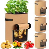 Detailed information about the product 4 Pack Potato Grow Bags 10 Gallon with Flap,Heavy Duty Fabric with Handle and Harvest Window,Non-Woven Planter Pot Plant Garden Bags to Grow Vegetables Tomato,Brown