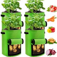 Detailed information about the product 4 Pack Potato Grow Bags 10 Gallon with Flap,Heavy Duty Fabric with Handle and Harvest Window,Non-Woven Planter Pot Plant Garden Bags to Grow Vegetables Tomato,Green