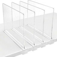 Detailed information about the product 4 Pack Shelf Dividers Closet Shelves For Wood Shelves Cabinets Bedroom Organization And Storage Clear Acrylic