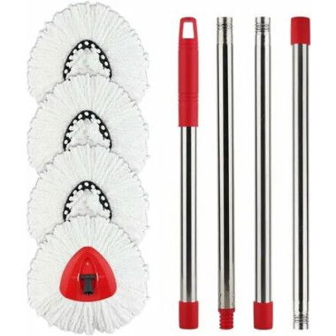 4 Pack Spin Mop Replacement Head Compatible with Vileda/O Cedar EasyWring 1 Tank Microfiber, 30-58 Handle, Triangle Mop Base and Microfiber Mops Refills Easy-to-Replace