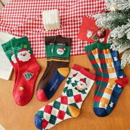 Detailed information about the product 4 Pairs Women Christmas Cartoon Sock Christmas Socks,Cotton Socks,Festive Holiday Design For Christmas and New Year Gifts