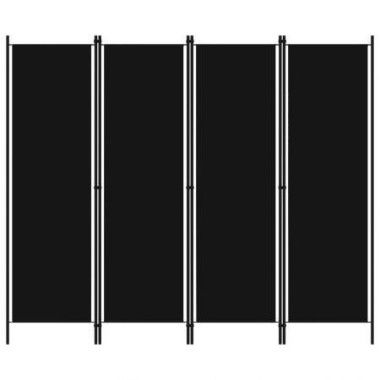 4-Panel Room Divider Black 200x180 Cm