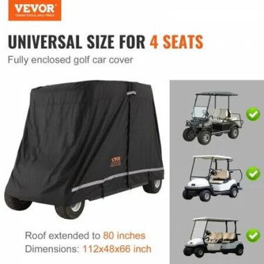 4 Passenger Golf Cart Cover 600D Polyester Full Cover Universal Fits for Most Brand Club Car Covers Waterproof Sunproof and Dustproof Outdoor Golf Cart