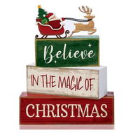 Detailed information about the product 4 Pcs Christmas Table Decoration Wooden Santa Claus Decor Christmas Tiered Tray Decor Decorative Santa Claus Elk Block Sign Gift