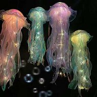 Detailed information about the product 4 PCS Creative Colorful Jellyfish Lamp,LED Colorful Jellyfish Lantern Lamp Decoration,The Sea Hanging Lamp for Wedding Birthday Ocean Decor