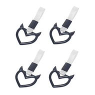 Detailed information about the product 4 Pcs Devil Love-Shaped Handle Ring Bumper Warning Car Accessory Decorative Loops for Car Interior Exterior Decoration(Black with Silver suspenders)