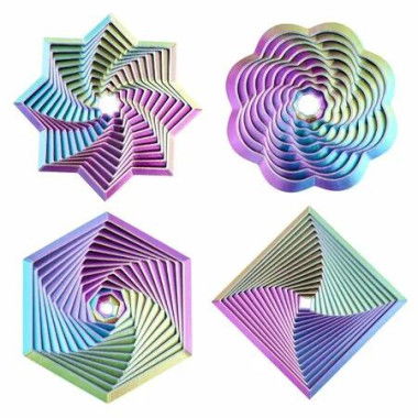 4 Pcs Fractal Fidget Hexagon,3D Printed Stress Relief Sensory Toys for ADHD,Autism,Kids,Whirling Spiral Design,Colorful Fidget Toy (Purple Green)
