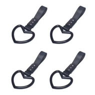 Detailed information about the product 4 Pcs Love-Shaped Car Hand Strap Decorative Warning Loops Rear Bumper Warning Ring for Car Interior Exterior Decoration(Black with Black Suspenders)