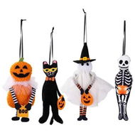 Detailed information about the product 4 PCS Pumpkin Ghost Black Cat Skull Halloween Pendant Hanging Decoration Ideal for Halloween Christmas Tree Decorations And home Parties