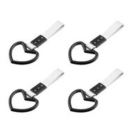 Detailed information about the product 4 Pcs Tsurikawa Ring Love-Shaped Car Hand Strap Decorative Warning Loops Rear Bumper Warning Ring for Car Decoration(Black with Silver suspenders)