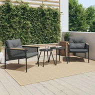 Detailed information about the product 4 Piece Balcony Furniture Set with Cushions Black Steel