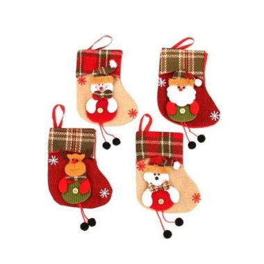4 Piece Christmas Decorations Stocking Pendants Santa Claus Snowman Elk And Bear Patterns Ideal For Christmas Stockings Gift Bags And Festive Events