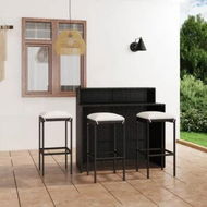 Detailed information about the product 4 Piece Garden Bar Set with Cushions Black