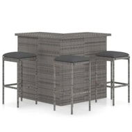 Detailed information about the product 4 Piece Garden Bar Set with Cushions Poly Rattan Grey