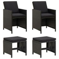 Detailed information about the product 4 Piece Garden Chair And Stool Set Poly Rattan Black