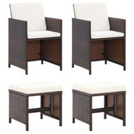 Detailed information about the product 4 Piece Garden Chair And Stool Set Poly Rattan Brown