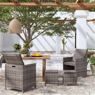 Detailed information about the product 4 Piece Garden Chair And Stool Set Poly Rattan Grey