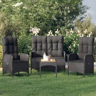 Detailed information about the product 4 Piece Garden Dining Set with Cushions Black Poly Rattan