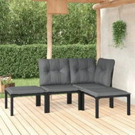 Detailed information about the product 4 Piece Garden Lounge Set Black and Grey Poly Rattan