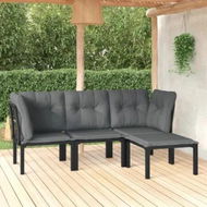 Detailed information about the product 4 Piece Garden Lounge Set Black and Grey Poly Rattan