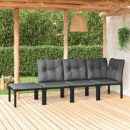 Detailed information about the product 4 Piece Garden Lounge Set Black And Grey Poly Rattan