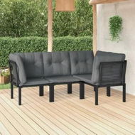 Detailed information about the product 4 Piece Garden Lounge Set Black and Grey Poly Rattan