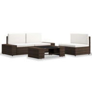 Detailed information about the product 4 Piece Garden Lounge Set Poly Rattan Brown