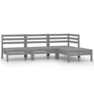 Detailed information about the product 4 Piece Garden Lounge Set Solid Pinewood Grey