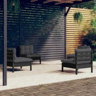 Detailed information about the product 4 Piece Garden Lounge Set with Anthracite Cushions Pinewood