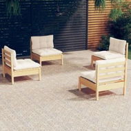 Detailed information about the product 4 Piece Garden Lounge Set with Cream Cushions Pinewood