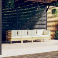 Detailed information about the product 4 Piece Garden Lounge Set with Cream Cushions Solid Pinewood