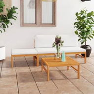 Detailed information about the product 4 Piece Garden Lounge Set with Cream Cushions Solid Teak Wood